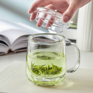 憶壺茶玻璃茶杯個(gè)人專用泡茶水分離帶蓋把手耐熱無鉛辦公室綠茶水杯子