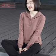橫行道純色2024春裝連帽打底衫長袖T恤女寬松百搭休閑上衣帶帽衫 樹皮色 4XL