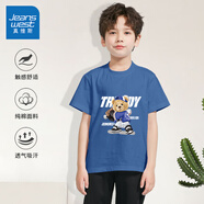 真維斯男童t恤短袖夏季男孩夏款運動(dòng)T恤衫兒童純棉小熊上衣休閑夏裝半袖 【純棉T恤】靛藍/J棒球熊 140