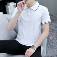 鑫羅圣保短袖t恤男士中青年純棉POLO男衫透氣翻領(lǐng)夏季純色百搭保羅上衣服 白色 M 建議98-118斤