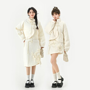 森女部落東方簡奢風清冷素雅感白色短款棉衣新中式漢元素國風立領(lǐng)棉服冬 米色棉服（單件）（單件） M
