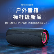 朗琴（ROYQUEEN） G300無(wú)線(xiàn)藍牙音箱重低音炮音響RGB呼吸燈效攜式IP7防水戶(hù)外藍牙音響 典雅黑
