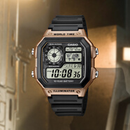 卡西歐（CASIO）嫩色復(fù)古運(yùn)動(dòng)小方塊ins百搭休閑防水表W218HC-4A2/2A 8A 電子表 AE-1200WH-5A黃色邊 【附加貼膜】
