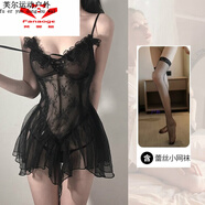 阿尤布嫵媚戰袍戰衣夏日包臀裙子驚艷連衣裙后媽裙戰衣妖女裙旗袍媽ma裙 黑色+【蕾絲短wa+T 字 庫】 均碼 建議體重80-130斤