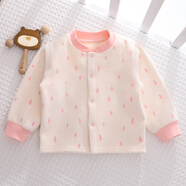 小三月-2023寶寶保暖上衣單件嬰兒加絨開(kāi)衫加厚秋季新生兒內衣秋冬款 96332-s加絨上衣點(diǎn)點(diǎn)粉 【雙面絨】 73 cm