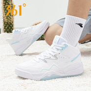 361°男鞋板鞋男2025冬季新款361度男士皮面防水高幫休閑鞋運動(dòng)鞋子男 361度白/冰川藍 41