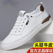 蜘蛛王（SPIDER KING）男鞋新款休閑時(shí)尚百搭潮流夏季透氣真皮軟底男士休閑鞋板鞋 白色四季款 7188 41 標準皮鞋尺碼