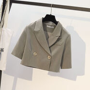 口旋單/夏季短款西裝套裝女氣質(zhì)韓版薄款小外套配吊帶裙子洋氣套裝 圖片色單件外套 M 建議80-100斤穿