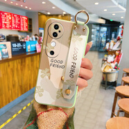 春亨適用VIVOS19手機殼S19Pro新款S18高級感軟硅膠腕帶支架防摔全包小清新保護套情侶女斜挎掛脖繩背帶 茶綠色-四葉草 VIVO S19