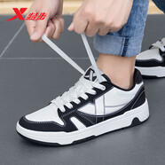 特步（XTEP）男鞋秋冬季保暖板鞋男2025新款男士旅游休閑鞋跑步運(yùn)動(dòng)滑板鞋子男 帆白/黑 42