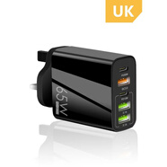 閃步65W多口英規(guī)雙PD20W歐規(guī)充電器3USB快充適用iphone11/12蘋果13/14Type-C手機(jī)充電頭5口港版美規(guī)香 65W氮化鎵UK英規(guī)(黑色) 香港澳門