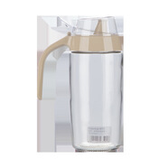 茶花（CHAHUA）玻璃油壺油瓶家用廚房醬油瓶油醋壺罐調(diào)料瓶透明彈壓開蓋防塵 (530ml)A60001灰黃色