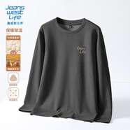 JEANSWEST LIFE真維斯歐美風(fēng)t恤男冬季保暖羊毛絨男士打底衫青少年潮牌寬松秋衣T