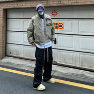 7家優(yōu)品夾克男春秋季新款歐美街頭復(fù)古飛行ins潮牌工裝機(jī)能情侶寬松外套 CNPW-W149綠色 L