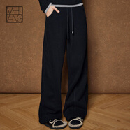美洋（MEIYANG）【60系列】大三角休閑褲醋酸蛋白奧粒絨保暖闊腿褲時(shí)尚高腰休閑褲 黑色（常規版） S