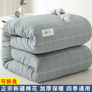 南極人（Nanjiren）被子冬季棉被新疆棉花被芯+被套加厚單人宿舍春秋被四季1.5米被褥 條紋藍【可拆洗新疆棉花被】 200x230cm【冬被約11.5斤】