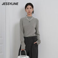 Jessy line冬季專(zhuān)柜款 杰茜萊百搭半高領(lǐng)打底衫女 442101003 灰色 M