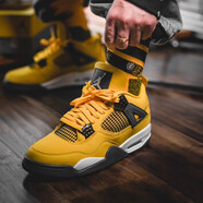 耐克（NIKE）男鞋女鞋Air Jordan 4 AJ4雷公黑黃運動(dòng)鞋潮流休閑籃球鞋子男 黑黃電母408452/CT8527-700 40.5