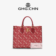 GHG2025新款 中國風國潮戰(zhàn)馬托特包 女式紅色新娘婚包 大容量單肩 紅色大號