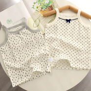 印品棉棉屋2件裝日系夏季薄款兒童上衣 純棉A類(lèi)可愛(ài)女童寶寶吊帶背心打底衫 經(jīng)典波點(diǎn)愛(ài)心組吊帶2件裝 80