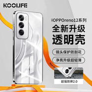 KOOLIFE 適用 OPPO Reno12手機殼保護套Reno12手機套鏡頭全包簡約親膚透明軟殼淡化指紋外背殼