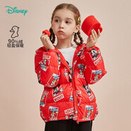 迪士尼寶寶（Disney Baby）迪士尼童裝兒童羽絨服男童米奇女童米妮連帽羽絨服外套 紅底米奇 3歲/身高100cm