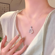尹木夕通體銀玉髓佛公項鏈女鎖骨鏈吊墜七夕情人節(jié)禮物送女友老婆生日 L2318白玉髓佛公銀項鏈