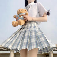 瑟空（SEKONG）2025夏新款日系短袖jk制服女學(xué)院風(fēng)格子百褶裙學(xué)生水手服套裝YXQ 白冥【短袖襯衫+格裙+領(lǐng)結(jié)】大禮包 M