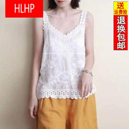 HLHP2022夏季新款復(fù)古鏤空刺繡棉麻吊帶女外穿寬松民族風(fēng)內(nèi)搭打底背心 白色 【民族風(fēng)】 均碼 90-140