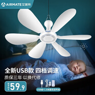 艾美特（AIRMATE）小吊扇學(xué)生宿舍床上電風(fēng)扇大風(fēng)力小風(fēng)扇蚊帳扇微風(fēng)吊扇電扇 USB款+1.8米調(diào)速線+遙控 標準款