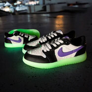 耐克（NIKE）AJ1女鞋2025新款夏季Air Jordan 1大童籃球鞋運動鞋板鞋休閑鞋 HF0410-001夜光 黑白紫 38