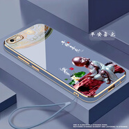 格興適用蘋(píng)果6splus手機殼男女新款電鍍iphone6splus保護套6plus軟殼中國風(fēng)防摔時(shí)尚國潮文字高級感 薰衣藍-b820平安喜樂(lè ) iPhone 6s Plus-送硅膠手繩