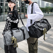 雙星旅行包男健身包女干濕分離單肩斜挎包防潑水大容量耐磨手提包 灰色【帶青蛙掛件】