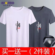 GP 2件裝【排氣吸汗】網(wǎng)眼冰絲短袖體恤男春夏季T恤速干上衣潮流大碼 在中心【吸汗透氣】白+灰 4XL   155-170斤