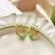 嘉吉亞日韓新款耳釘葡萄水果耳鉤耳墜簡(jiǎn)約彩色耳墜飾品   無規(guī)格 :綠色串珠耳環(huán)-925銀針
