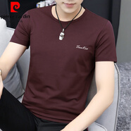 皮爾卡丹（pierre cardin）莫代爾冰絲t恤短袖男簡約衣服百搭夏季圓領(lǐng)夏裝休閑冰感半袖潮流 8817-223酒紅色 2XL【140-160斤】