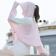 繼方 防曬衣女防紫外線(xiàn)夏季戶(hù)外騎行皮膚衣冰絲寬松連帽運動(dòng)短外套開(kāi)車(chē)遮陽(yáng)防曬服長(cháng)袖 拼色網(wǎng)眼-粉色（適合80-160斤）