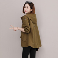 楚馨2025春秋季新款女裝韓版寬松時(shí)尚休閑上擋次女士短外套女上衣風(fēng)衣 咖啡色 M （95-120斤）