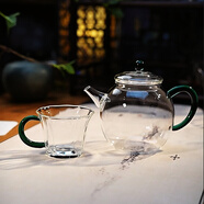 北大史（BEIDASHI）玻璃茶壺泡茶壺耐熱玻璃彩把花茶壺綠茶壺玻璃壺功夫小茶壺單壺 H-11一壺一杯 400ml