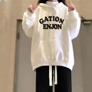 DOGHC12大童女裝春秋季套裝15初高中學(xué)生18女生新款連帽衛衣寬松休閑褲 白衛衣 春秋-單衣 薄款 M 建議【85-100斤】