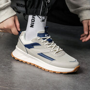 回力（Warrior）休閑鞋男阿甘鞋輕便網(wǎng)面跑步鞋運動(dòng)鞋 WL(AB)-0392 米米灰深藍 44