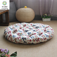 存己家紡圓形蒲團瑜伽藤椅盤(pán)腿坐墊飄窗墊加厚加大日式榻榻米椅墊打坐墊子 白色 木馬 65x65cm