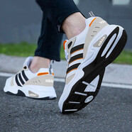 阿迪達斯（adidas）男鞋 2026春季新款運動(dòng)鞋復古休閑老爹鞋輕便緩震跑步鞋子男 白灰黑黃 /STRUTTER 40