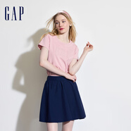 Gap女裝夏季純棉鏤空字母印花logo短袖T恤寬松上衣546498 粉色 XS (155/76A) 亞洲尺碼