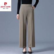 皮爾卡丹（pierre cardin）中年老年m媽褲子2024秋冬新款外穿高腰長褲休閑闊腿褲寬松直筒女 卡其色 M 80-100斤