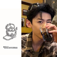 MOLC流蘇無耳洞耳夾輕奢小眾耳環(huán)獨(dú)特創(chuàng)意設(shè)計(jì)師耳骨夾酷帥男夏天耳飾 E3572鏈條流蘇耳夾