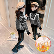 蕾叮咔2026秋冬新款女童洋氣毛衣套頭兒童女孩高領(lǐng)針織衫加厚毛線(xiàn)衣ZMH 黑色 【高領(lǐng)蕾絲邊毛衣】 110