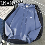 LNAN女裝春秋冬新款寬松韓版衛衣女款外套連帽衫學(xué)生超火簡(jiǎn)約 8548#霧霾藍加絨 M 建議80斤-100斤