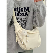 盛菲曼新款春夏ins日系餃子包女休閑百搭少女斜挎包百搭純色通勤單肩包 米白色【長(cháng)腿毛球】