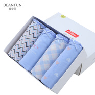 蝶安芬（Deanfun）女士內(nèi)褲中腰棉質(zhì)甜心少女系列印花舒適三角女式短褲4條禮盒D XXL